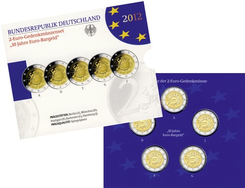 Brd 5x2 euro jahre - brd, 10