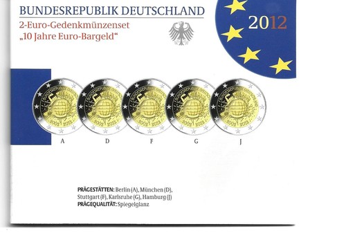 5x2 euro gedenkmünzenset - 5x2,